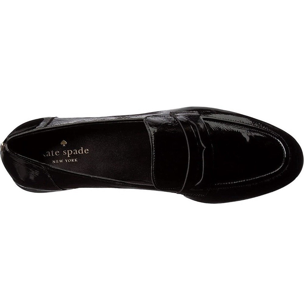 Kate Spade New‎ York BLACK CRINKLE PATENT Women's Genevieve Loafer Size 8 - Picture 2 of 12